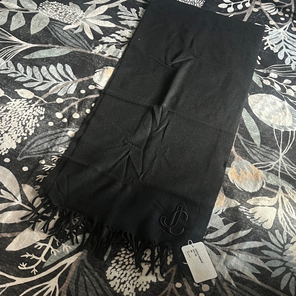 Jimmy Choo Black Fringe Scarf
